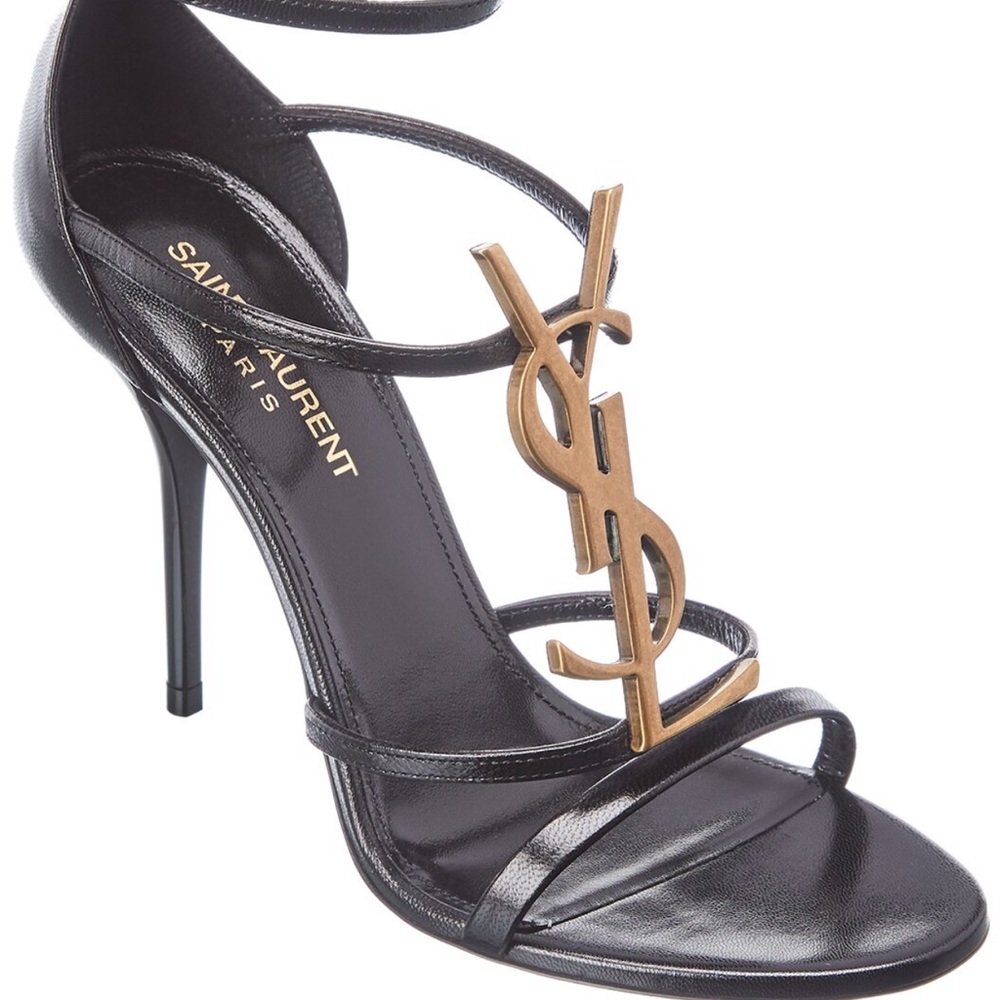 Saint Laurent✨CASSANDRA SANDALS IN SMOOTH LEATHER WITH GOLD-TONE MONOGRAM